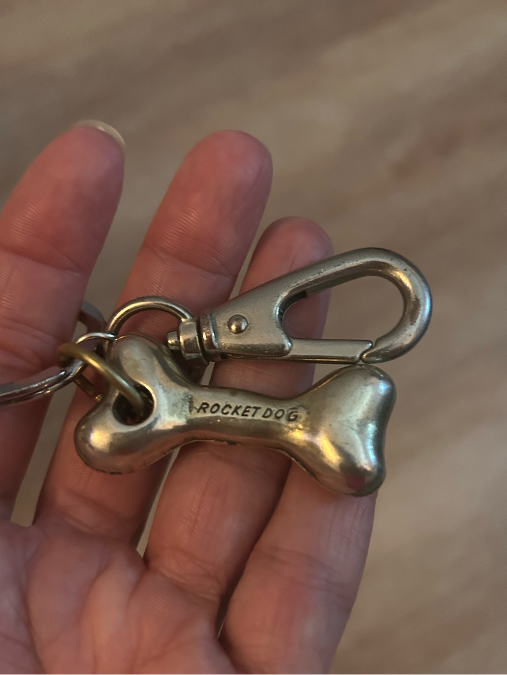 Rocket Dog Silver-Tone Bone Keychain Clip